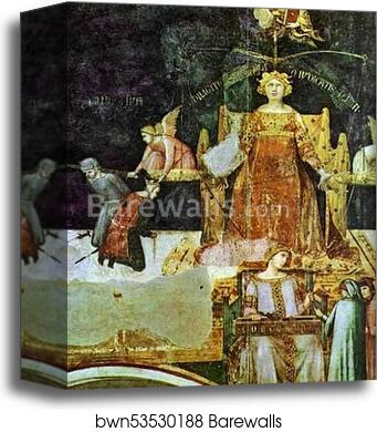 Allegory of Good Government. Detail by Ambrogio Lorenzetti, Canvas Print