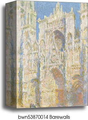 Rouen Cathedral, West Façade, Sunlight by Claude Monet, Canvas Print