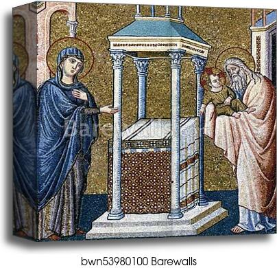 Presentation in the Temple. Detail by Pietro Cavallini, Canvas Print