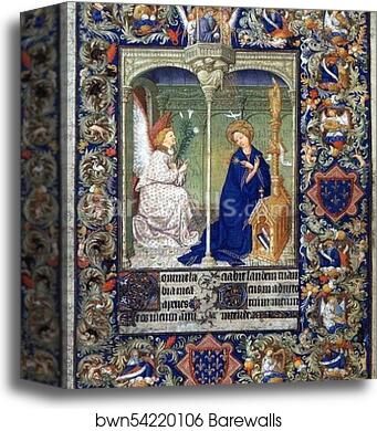The Belles Heures of Jean de France, Duke de Berry. Annunciation by Limbourg Brothers, Canvas Print The Belles Heures of Jean de France, Duke de Berry. Annunciation by Limbourg Brothers, Canvas Print