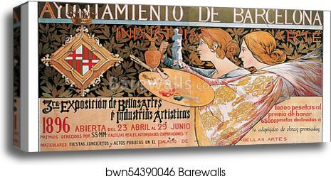 Triosième Exposition de Barcelone by Alexandre De Riquer, Canvas Print