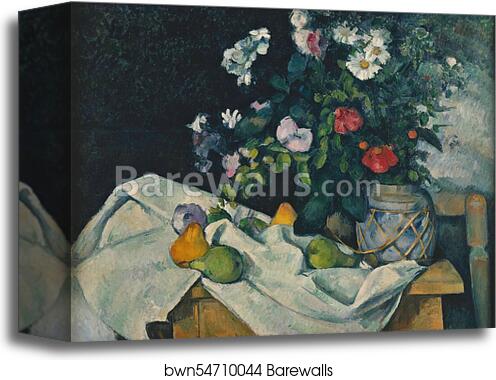 Still Life with Flowers and Fruit by Paul Cézanne, Canvas Print