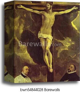 Christ on the Cross Adored by Two Donors by El Greco, Canvas Print