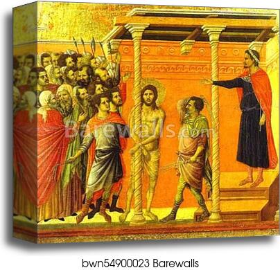Maestà (back, central panel) The Flagellation by Duccio Di Buoninsegna, Canvas Print Maestà (back, central panel) The Flagellation by Duccio Di Buoninsegna, Canvas Print
