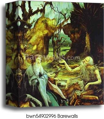 St Anthony Visiting St Paul the Hermit in the Desert by Matthias Grünewald, Canvas Print