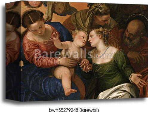 Mystic Marriage of Saint Catherine of Alexandria. Detail by Paolo Veronese, Canvas Print