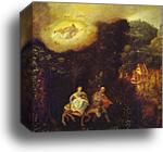 Flight into Egypt. Detail by Herri De Patinir, Called Herri Met De Bles, Canvas Print