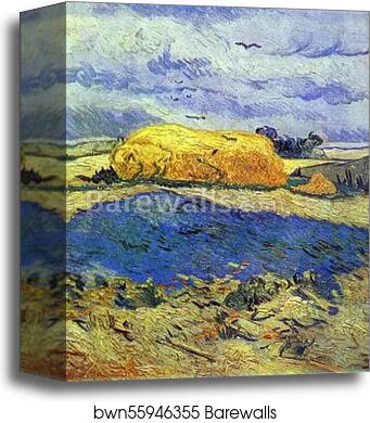Haystack in Rainy Day by Vincent Van Gogh, Canvas Print