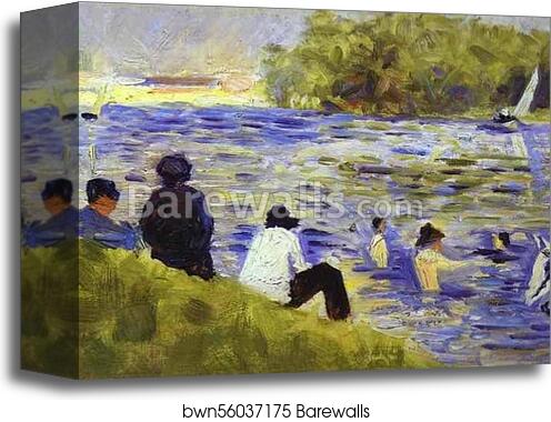 Bathers (study for Bathers at Asnières) by Georges Seurat, Canvas Print