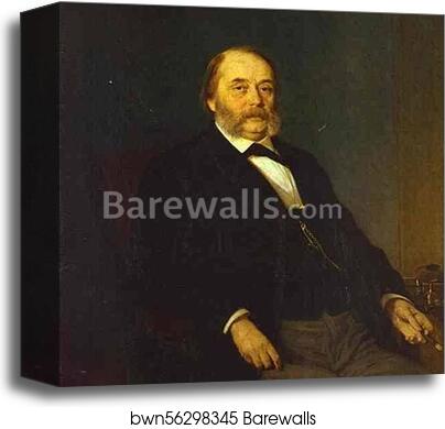 Portrait of the Author Ivan Goncharov by Ivan Kramskoy, Canvas Print