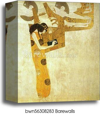 The Beethoven Frieze: The Longing for Happiness Finds Repose in Poetry (right wall) by Gustav Klimt, Canvas Print