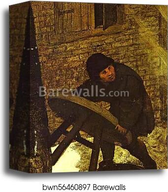 The Hunters in the Snow (January). Detail by Pieter Bruegel The Elder, Canvas Print