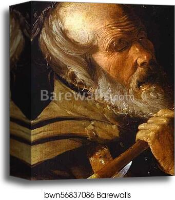 The Quarrel of the Musicians. Detail by Georges De La Tour, Canvas Print