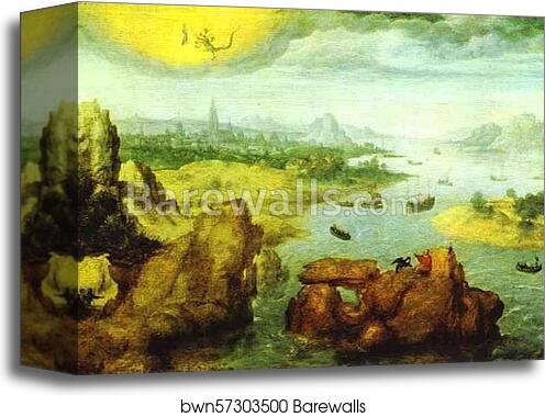 St. John on Patmos by Herri De Patinir, Called Herri Met De Bles, Canvas Print