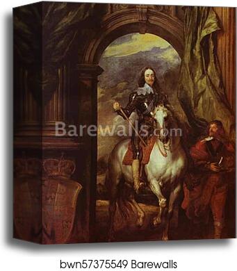 Equestrian Portrait of Charles I, King of England with Seignior de St. Antoine by Sir Anthony Van Dyck, Canvas Print