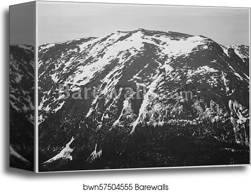 Full view of barren mountain side with snow, "In Rocky Mountain National Park," Colorado.  Photographs of National Parks and Monuments, compiled 1941 - 1942, documenting the period ca. 1933 - 1942 by Ansel Adams (1902-1984), Canvas Print