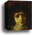 Portrait of a Girl against a Persian Carpet. Detail by Mikhail Vrubel, Canvas Print