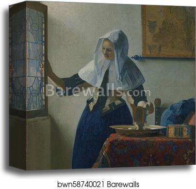 Young Woman with a Water Pitcher by Johannes Vermeer, Canvas Print