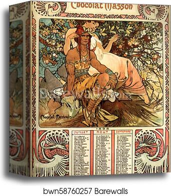 Chocolat Masson/Chocolat Mexicain 1898 by Alphonse Mucha, Canvas Print