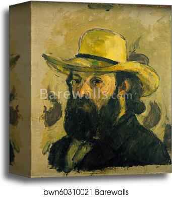 Self-Portrait in a Straw Hat by Paul Cézanne, Canvas Print Self-Portrait in a Straw Hat by Paul Cézanne, Canvas Print