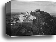 Full view of the city on top of mountain, "Walpi, Arizona, 1941.".  Photographs of National Parks and Monuments, compiled 1941 - 1942, documenting the period ca. 1933 - 1942 by Ansel Adams (1902-1984), Canvas Print