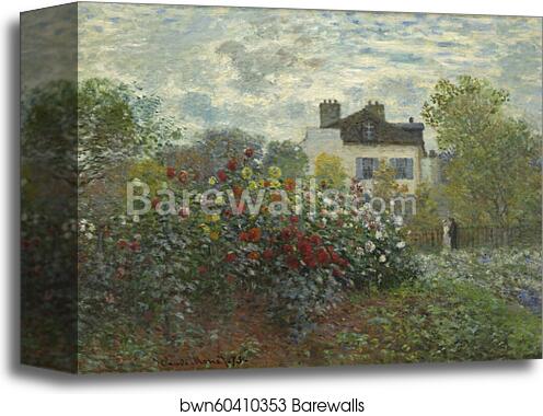 The Artist's Garden in Argenteuil (A Corner of the Garden with Dahlias) by Claude Monet, Canvas Print