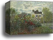 The Artist's Garden in Argenteuil (A Corner of the Garden with Dahlias) by Claude Monet, Canvas Print