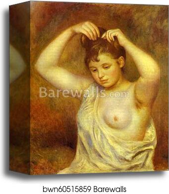 Woman Combing Her Hair. (Femme se coiffant) by Pierre-Auguste Renoir, Canvas Print