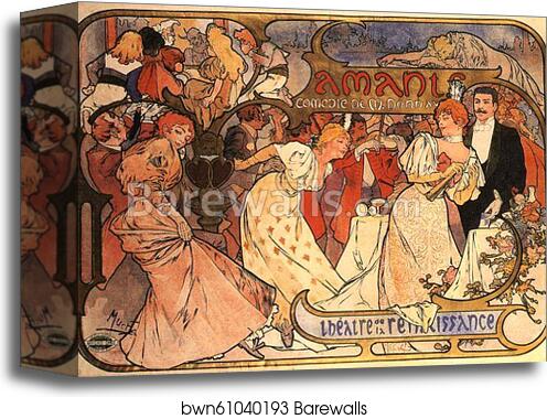 Amants by Alphonse Mucha, Canvas Print