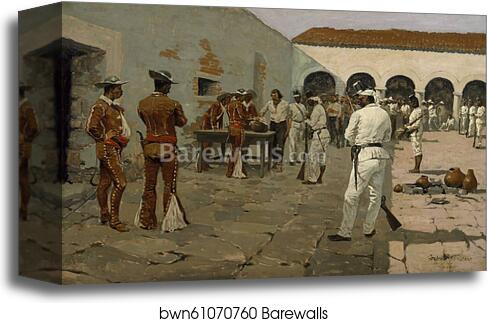 The Mier Expedition: The Drawing of the Black Bean (Prisoners Drawing Their Beans) by Frederic Remington, Canvas Print