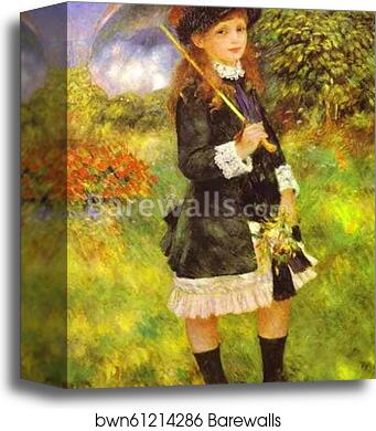 Young Girl with Parasol (Aline Nunes) by Pierre-Auguste Renoir, Canvas Print