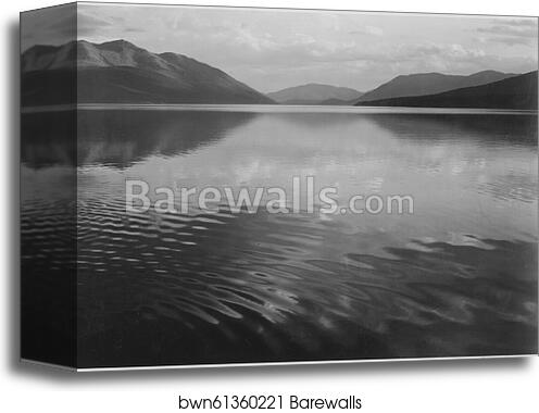 Looking across lake, "McDonald Lake, Glacier National Park," Montana.  Photographs of National Parks and Monuments, compiled 1941 - 1942, documenting the period ca. 1933 - 1942 by Ansel Adams (1902-1984), Canvas Print
