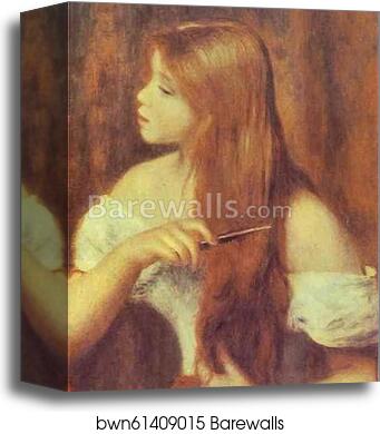 Young Girl Combing Her Hair by Pierre-Auguste Renoir, Canvas Print