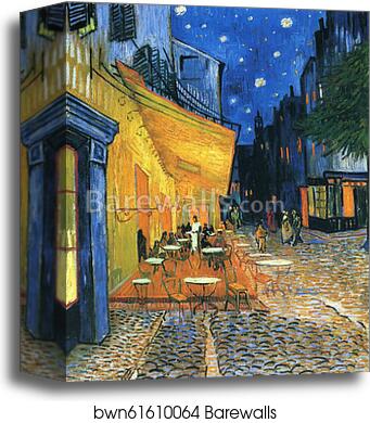 Terrace of the café on the Place du Forum in Arles in the evening by Vincent Van Gogh, Canvas Print