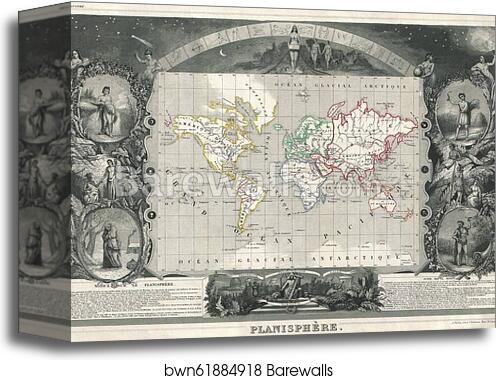 Planisphere by Victor Jules Levasseur, Canvas Print