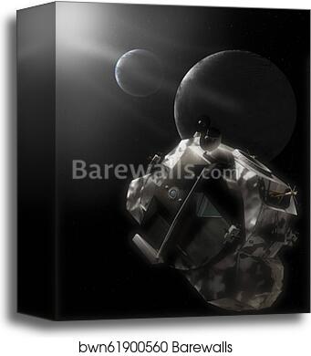 Apollo 10's Snoopy LEM makes a close approach to the Earth/Moon System by Steven Hobbs/Stocktrek Images, Canvas Print