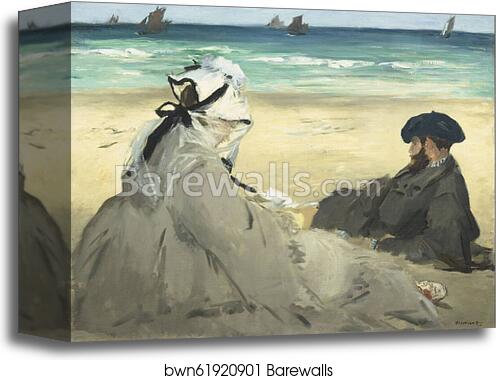 On the Beach by Édouard Manet, Canvas Print