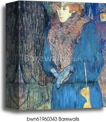 Jane Avril Entering the Moulin Rouge by Henri De Toulouse-Lautrec, Canvas Print