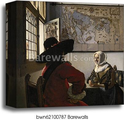 Officer and Laughing Girl by Johannes Vermeer, Canvas Print