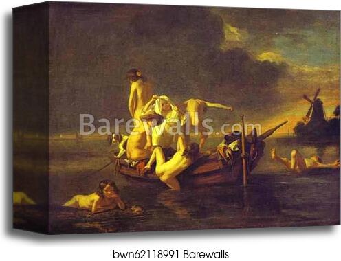 Boys Bathing by Nicolaes Maes, Canvas Print