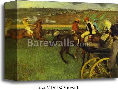 At the Races, Amateur Jockeys by Edgar Degas, Canvas Print