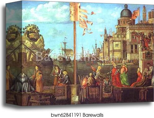The Legend of St. Ursula: The Meeting of the Betrothed and the Departure for the Pilgrimage. Detail by Vittore Carpaccio, Canvas Print