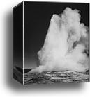 Taken at dusk or dawn from various angles during eruption. "Old Faithful Geyser, Yellowstone National Park," Wyoming. (vertical orientation).  Photographs of National Parks and Monuments, compiled 1941 - 1942, documenting the period ca. 1933 - 1942 by Ansel Adams (1902-1984), Canvas Print