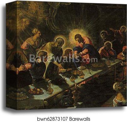 Last Supper. Detail by Jacopo Robusti, Called Tintoretto, Canvas Print