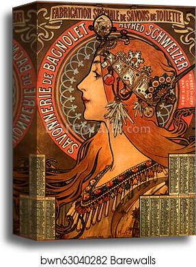 Champenois (Zodiac) 1897 by Alphonse Mucha, Canvas Print