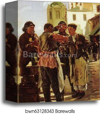 Kvass Vendor. A study for the painting "Flea market in Moscow" by Vladimir Makovsky, Canvas Print