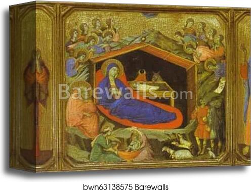 Maestà (front, predella) The Birth of Christ. The Prophets Isaih and Ezekiel by Duccio Di Buoninsegna, Canvas Print Maestà (front, predella) The Birth of Christ. The Prophets Isaih and Ezekiel by Duccio Di Buoninsegna, Canvas Print