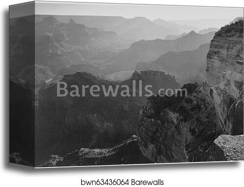 View, looking down, "Grand Canyon National Park," Arizona.  Photographs of National Parks and Monuments, compiled 1941 - 1942, documenting the period ca. 1933 - 1942 by Ansel Adams (1902-1984), Canvas Print
