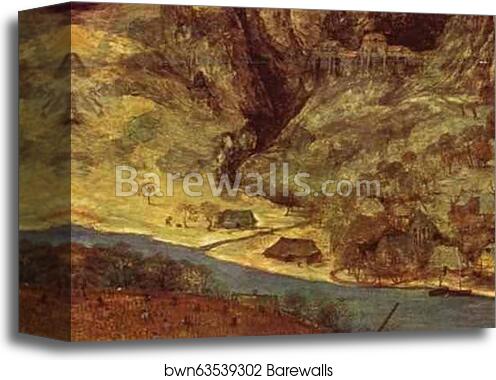 The Return of the Herd (November). Detail by Pieter Bruegel The Elder, Canvas Print