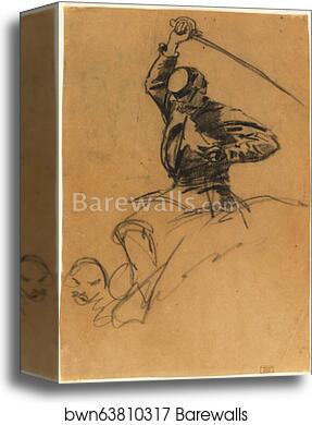 Cavalry Soldier with Sword on Horseback by Winslow Homer, Canvas Print